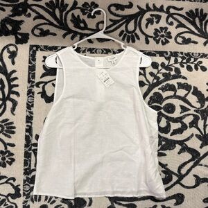 White Linen Blend Sleeveless Top